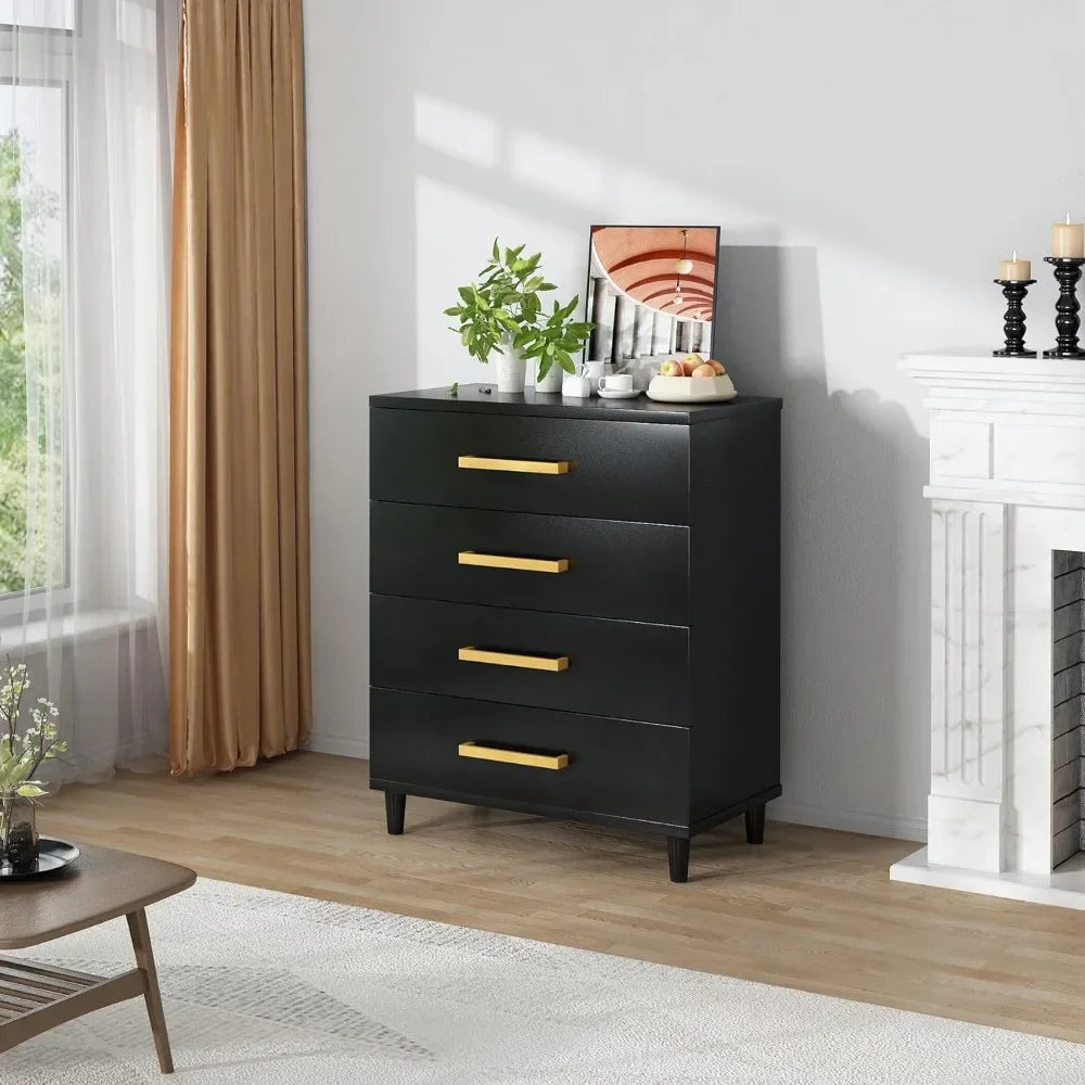 Black Dresser for Bedroom Set of 2,Dressers Bedroom Furniture with 4 Drawers