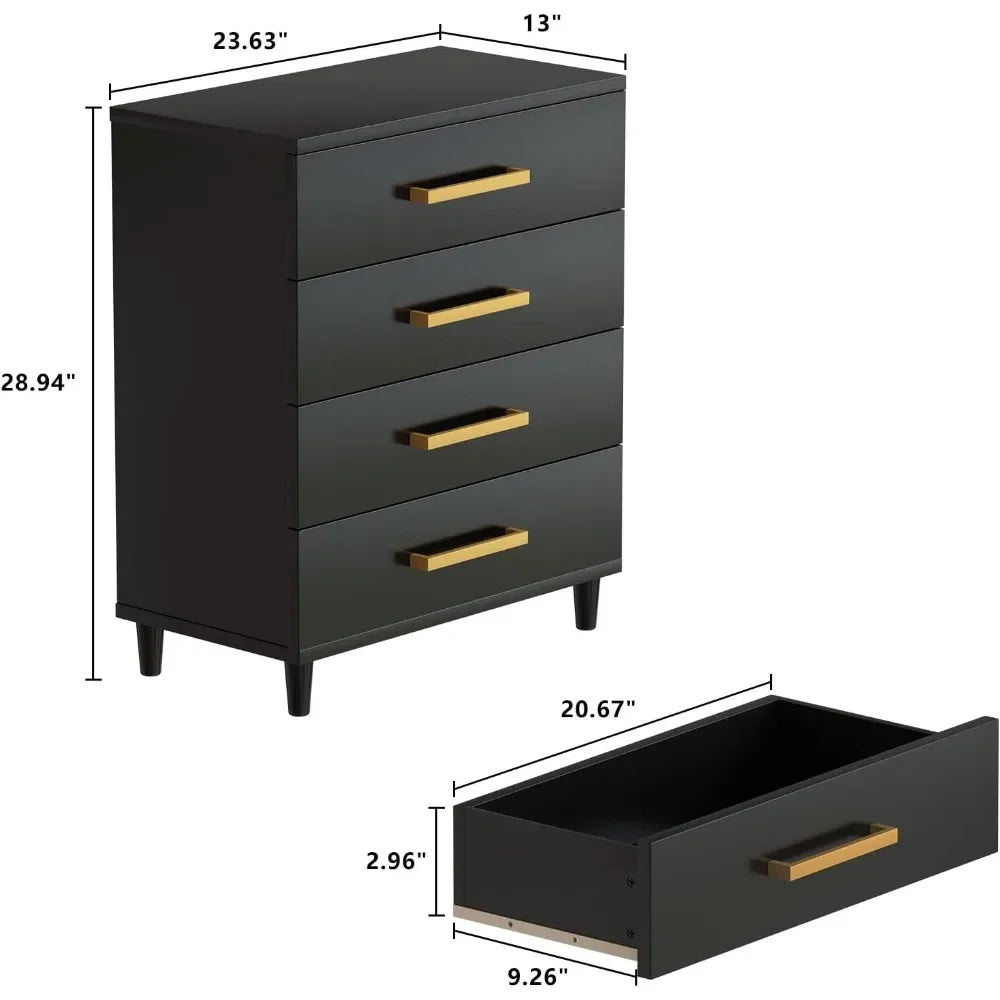 Black Dresser for Bedroom Set of 2,Dressers Bedroom Furniture with 4 Drawers