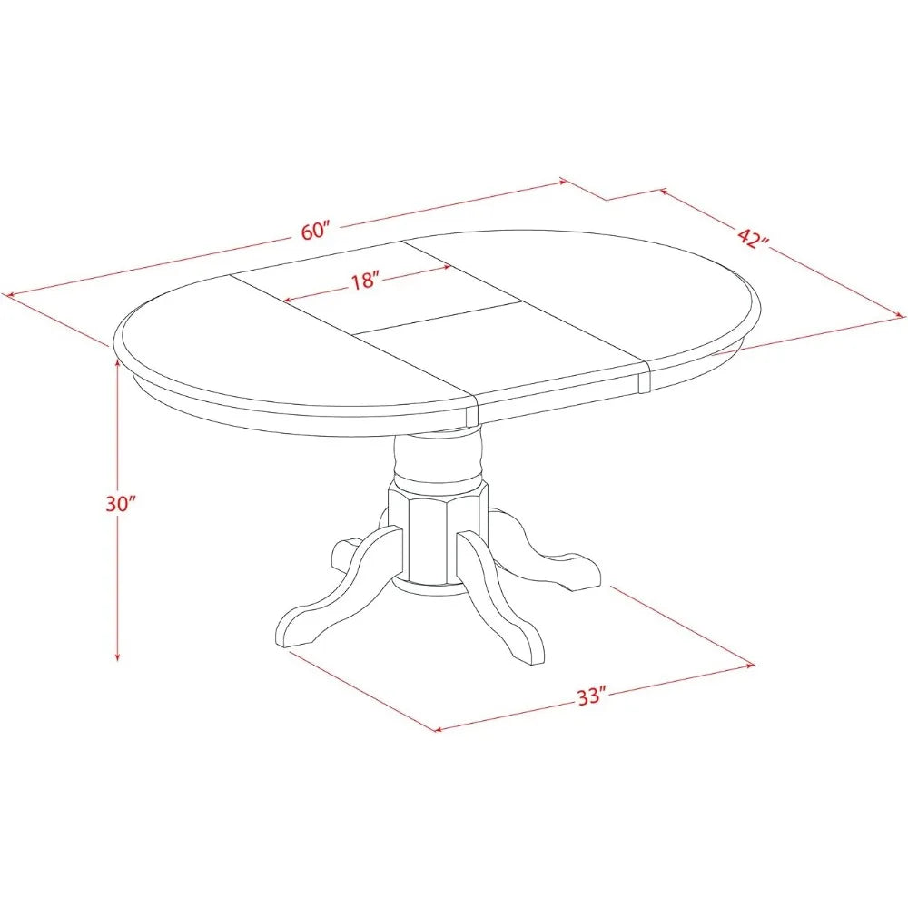 7-piece room furniture set, including an oval kitchen table with butterfly leaves and 6 oak dining chairs