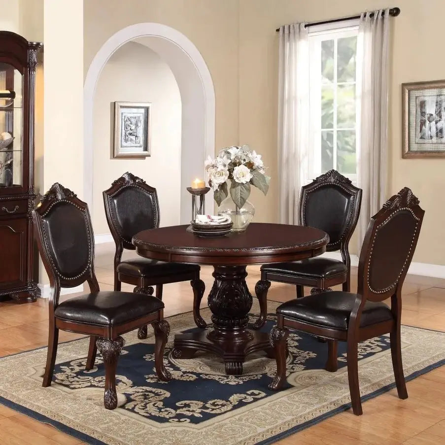 5pc Dining Set with 1 Classic Dining Table & 4x Side Chairs,Round Table, Chair
