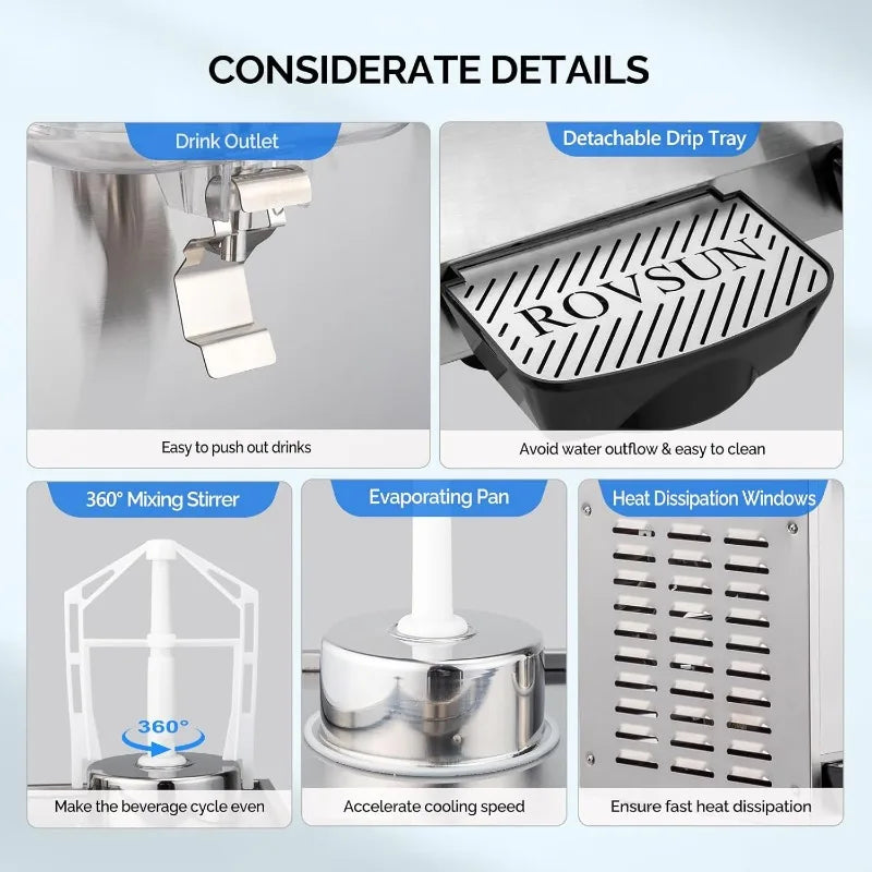 ROVSUN 14.4 Gal/54L Commercial Beverage Dispenser, Stainless Steel with Thermostat Controller for Home Restaurant Bar Party