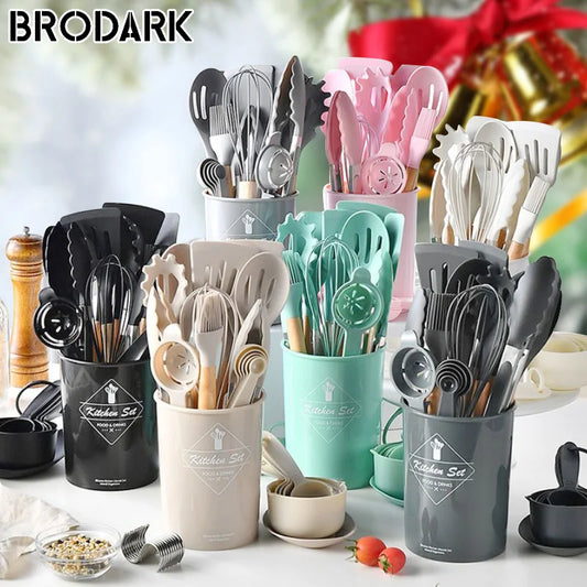 Non-stick Pot Special Cooking Tools Set With Storage Bucket, Multipurpose Kitchenware, Heat Resistant Cookwar