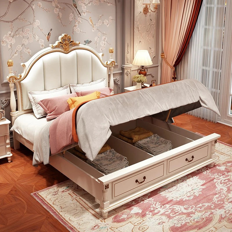 American Luxury Bedroom Sets Double European Wood Solid Bedroom Sets