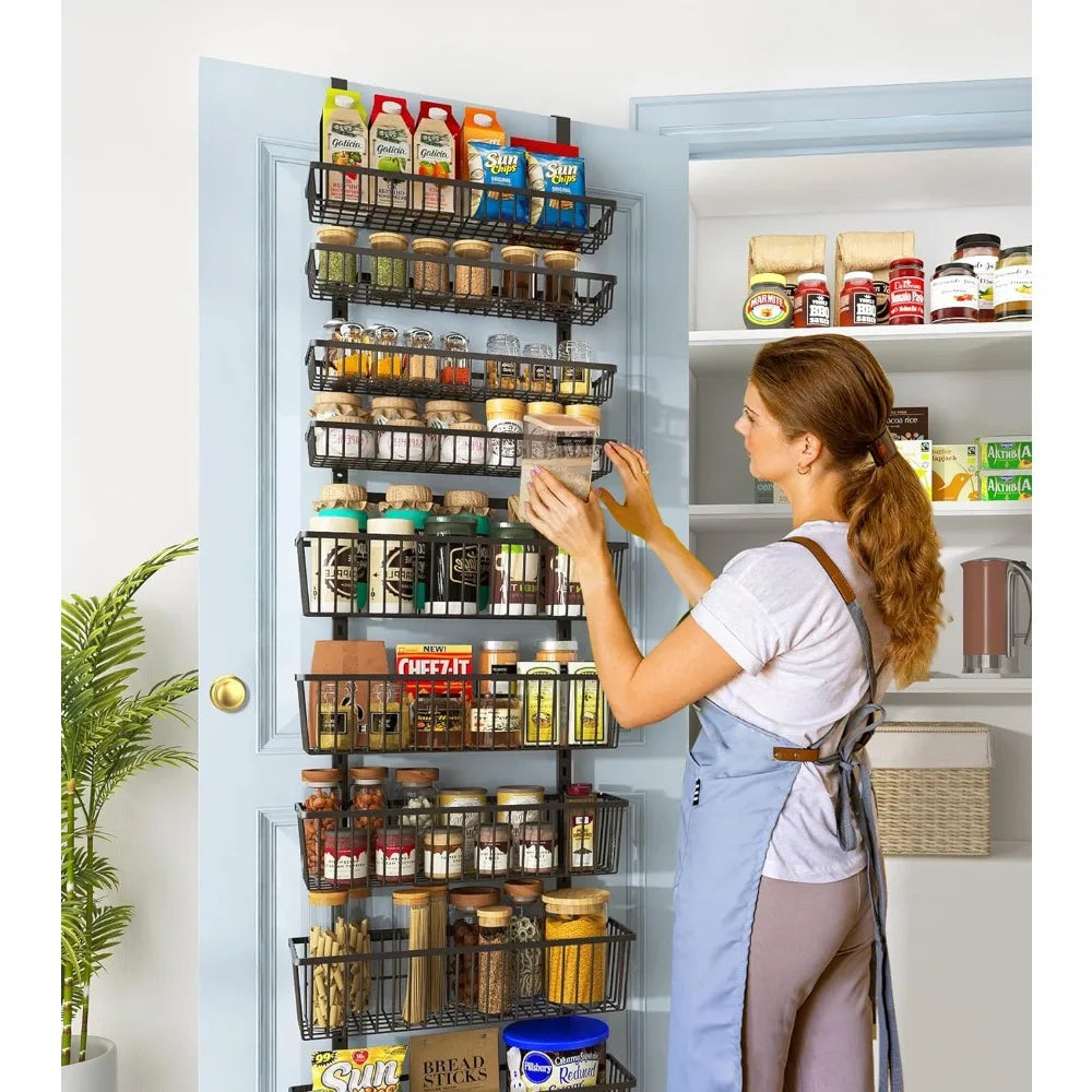 Over The Door Pantry Organizer, Wall Mount Spice Rack,  Hanging Storage and Organization