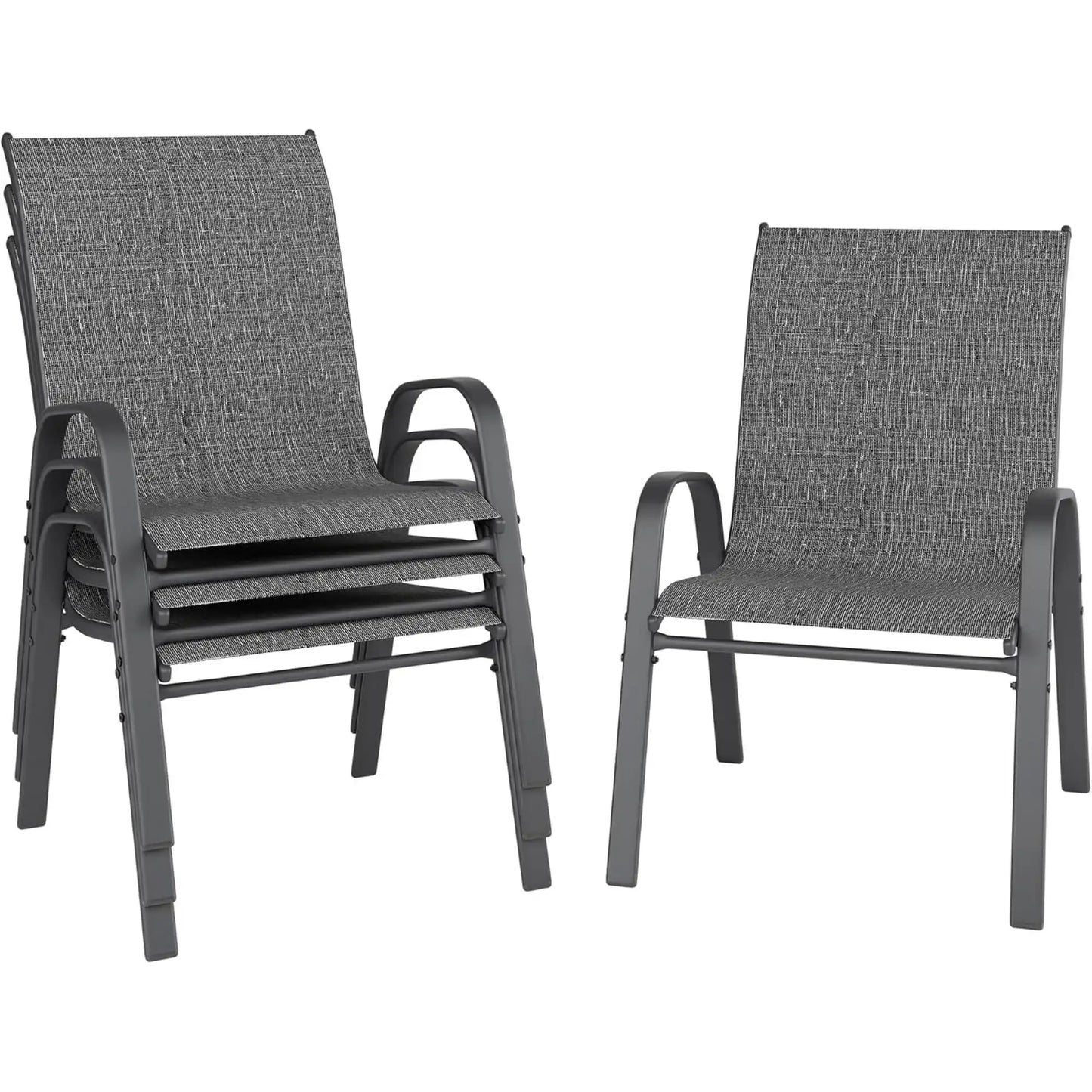 Patio Chairs Set of 4, Outdoor Stackable Dining Chairs for All Weather, Breathable