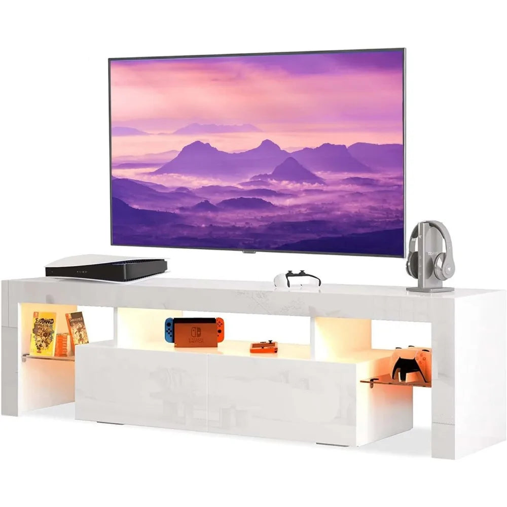 TV Stand for Below 70 Inch TV, TV Stand with LED Lights,