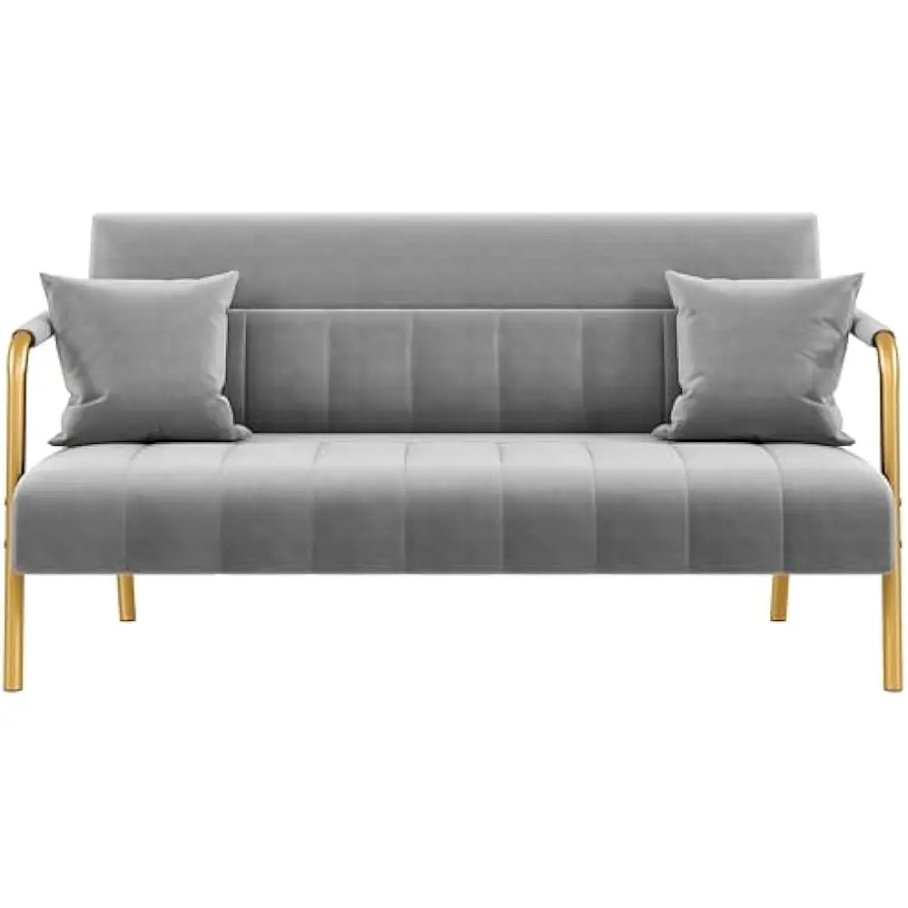 sofa w/Gold-Tone Metal Arms and Legs for Livings Rooms, Home Office, Living Room Sofa