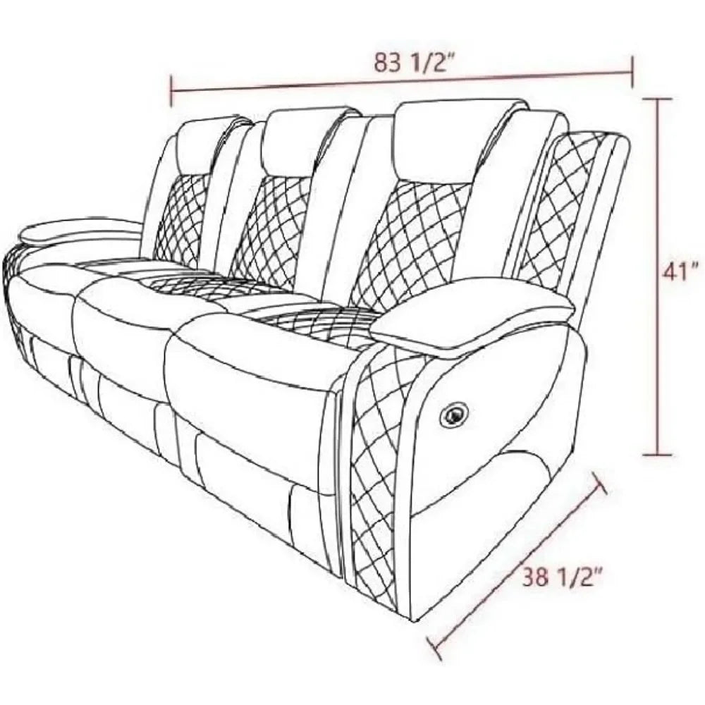 Multifunction Power Air Leather Recliner Sofa Set with LED Lights, Living Room Furniture, Reclining Sofa, loveseat,