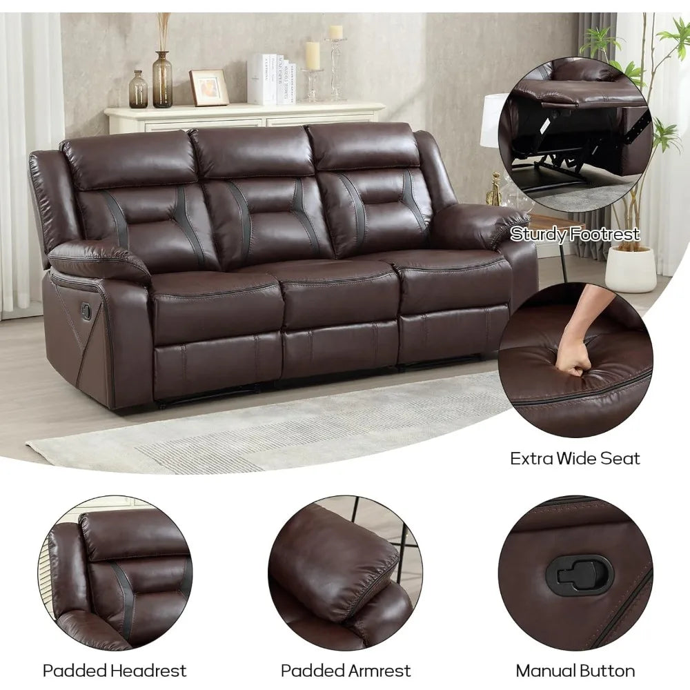 Recliner Sofa Set, Leather Reclining Living Room Furniture Set, Included Single Recliner Chair