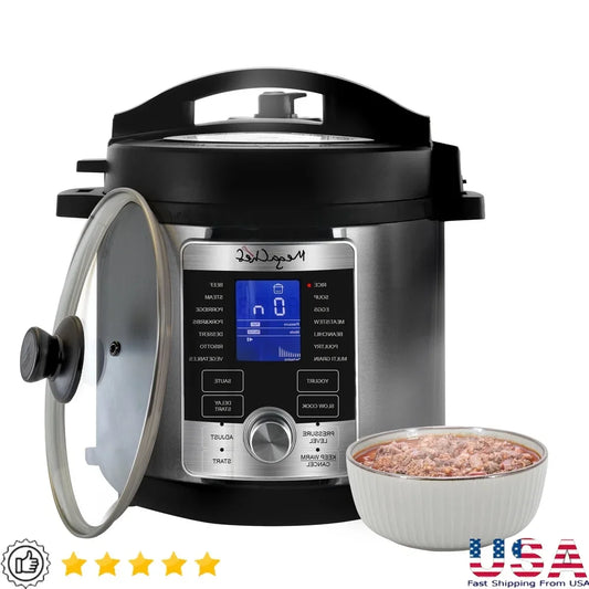 Digital Pressure Cooker 6Qt 14 Preset Functions One Touch Display Safe Easy Pressure Release Handle