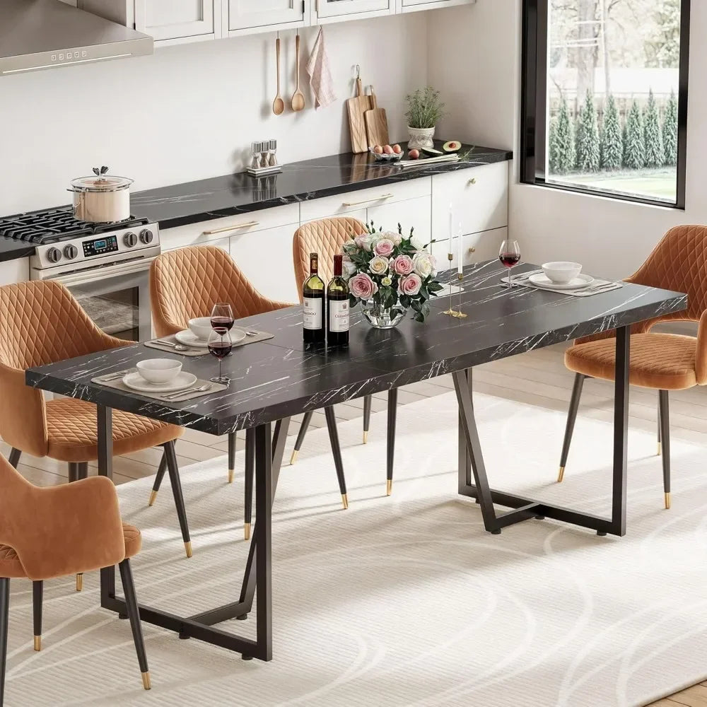 Modern Dining Table for 4 People 47 Inch Rectangular Kitchen Table