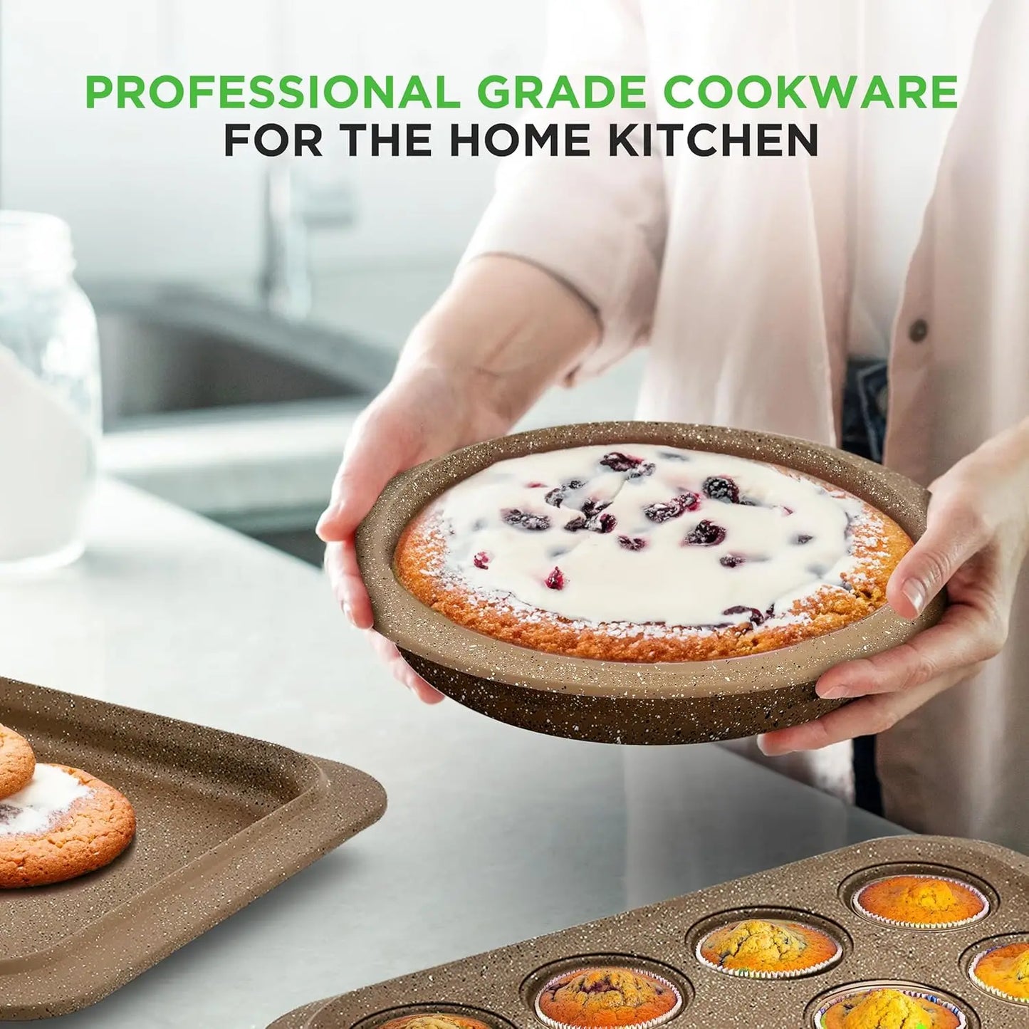 Bakeware Set - Professional Home Kitchen Collection with Multi-Sized Pots