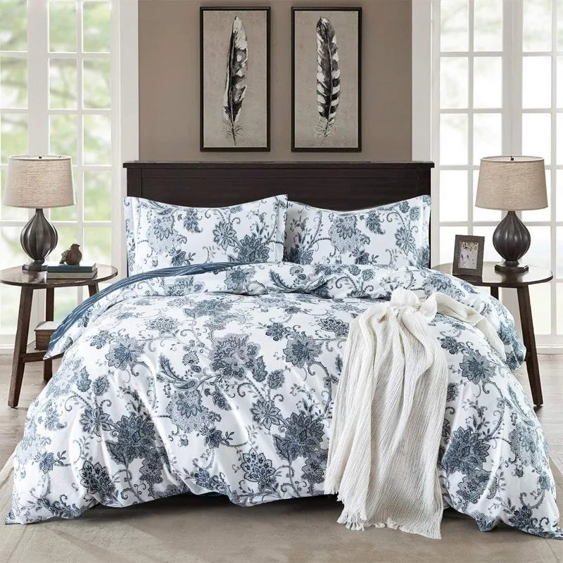 Super Soft Cotton 3 Piece Bedding Medallion Damask Duvet Cover Set-1000-Thread-1 Duvet Cover and 2 Pillow Shams