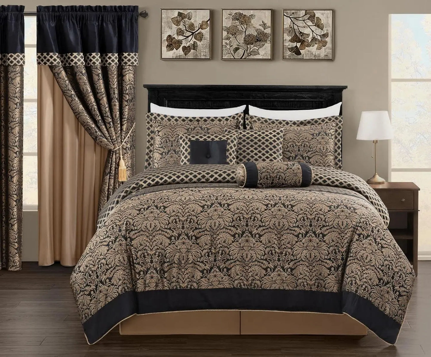 Paisley Jacquard Embroidered Comforter Bedding Set, King Size