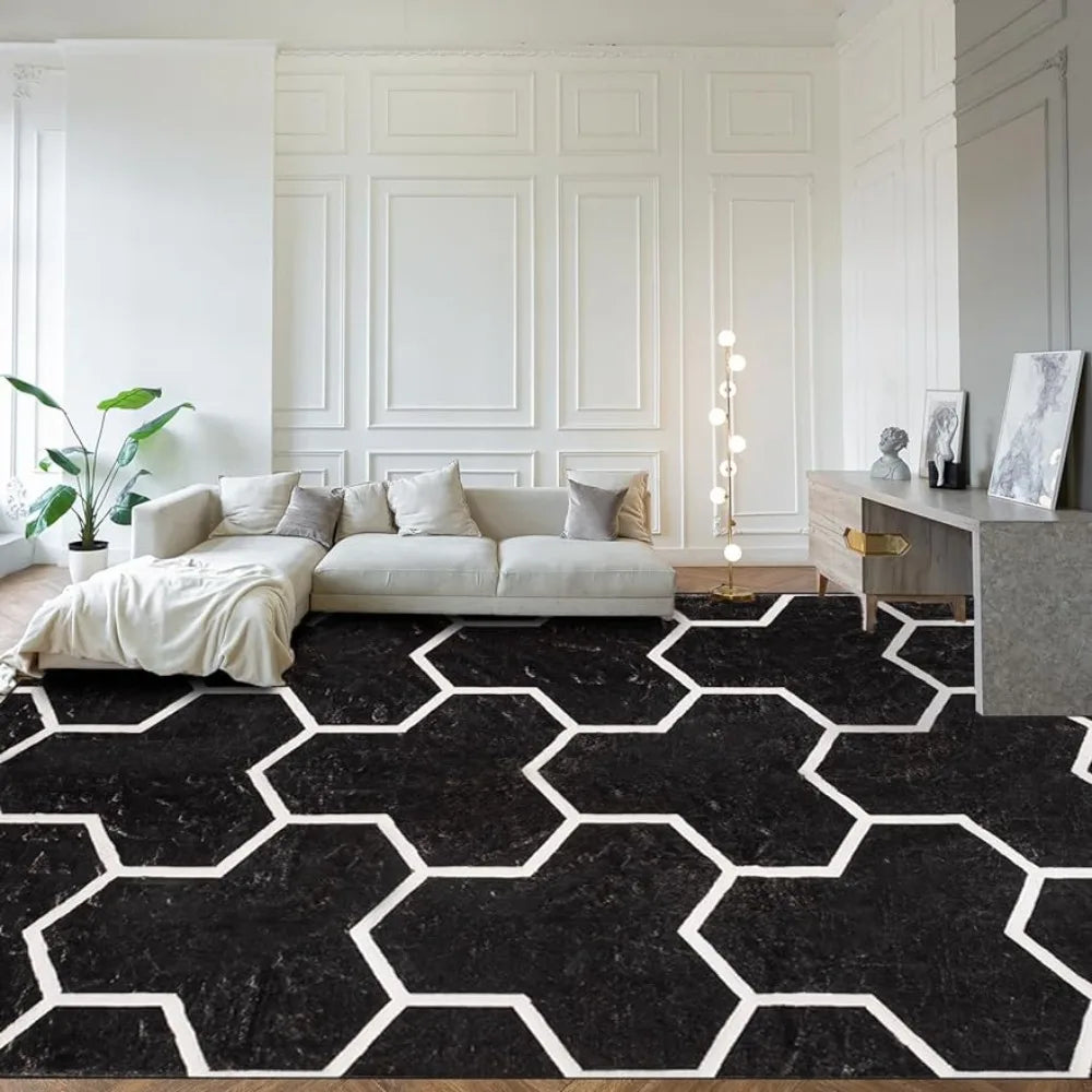 floor carpet bedroom modern geometric mat, washable area living room kitchen carpet décor