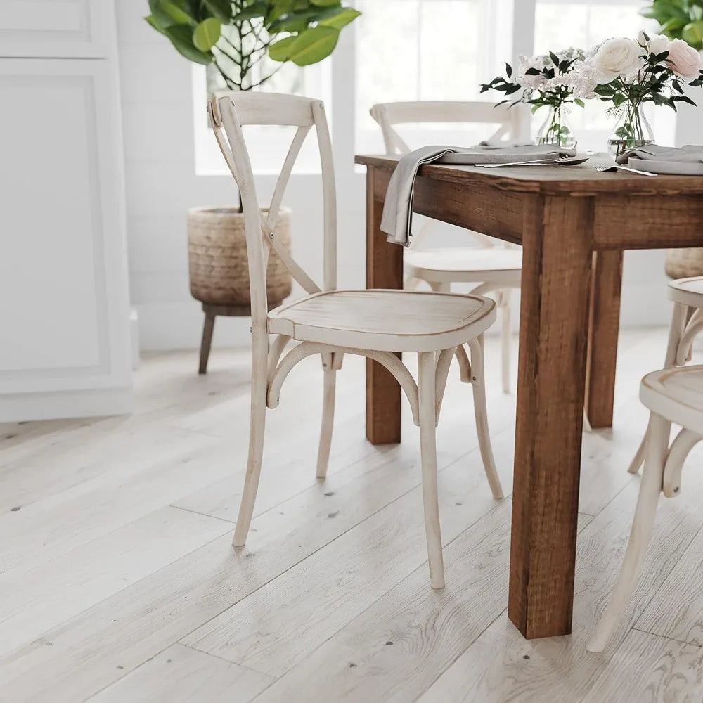 Rustic Brown Solid Wood Dining Table, Kitchen Table with Square Legs,
