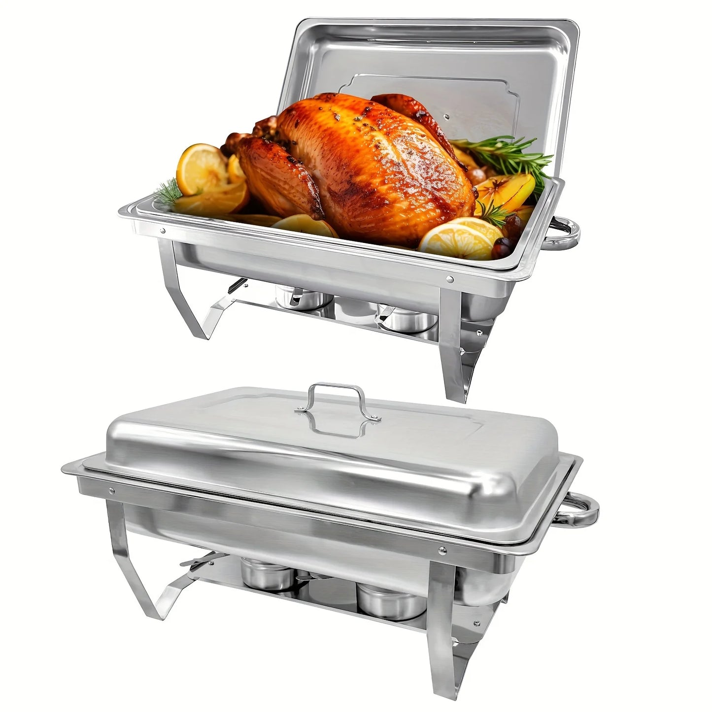 Chafing Dish Buffet Set 8QT Stainless Steel Food Warmer Chafer Complete Set With Water Pan, Chafing Fuel Holder