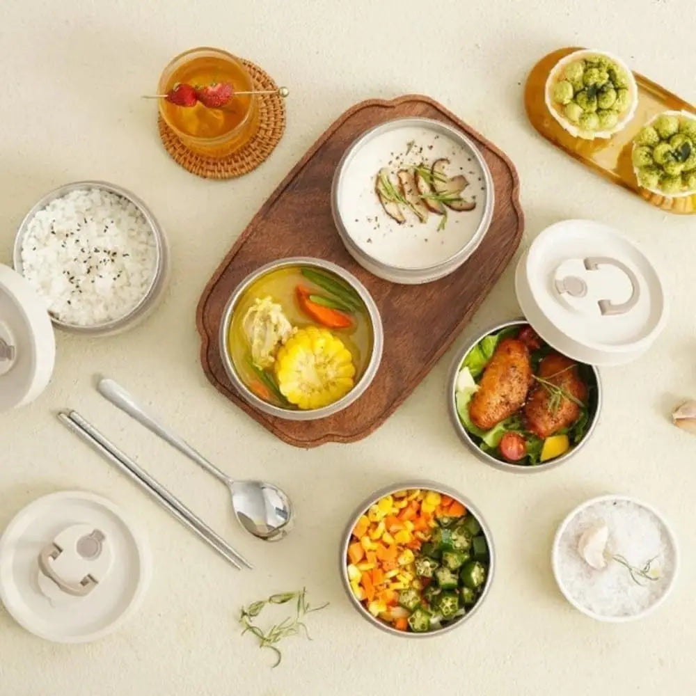 Portable Stainless Steel Bento Box Lunch Box Stackable Stainless Steel Bento Lunch Box for Hot Food