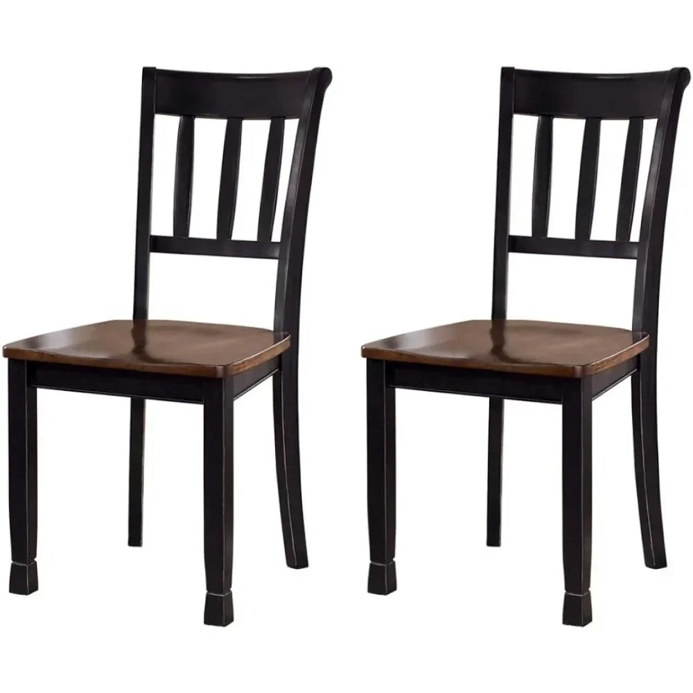 Dining chairs modern farmhouse dining side chairs, set of 2, black and brown