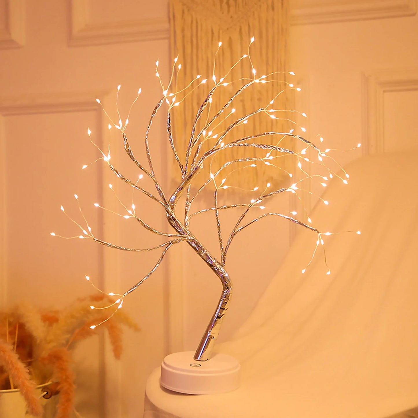LED Night Light Tabletop Bonsai Tree Light Lamp USB or Touch Switch Copper Wire Bedside Light for Bedroom Children Home Decor