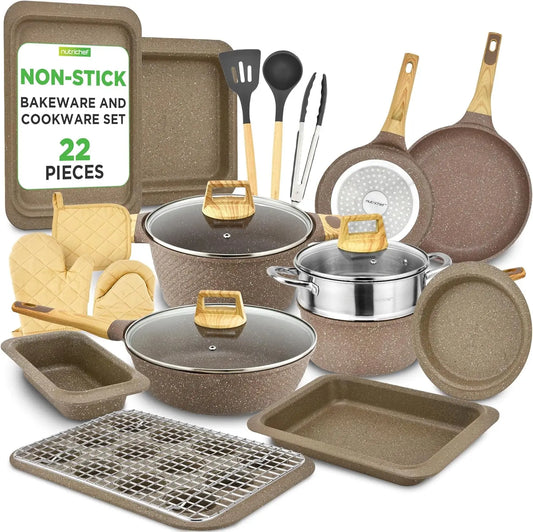 Bakeware Set - Professional Home Kitchen Collection with Multi-Sized Pots