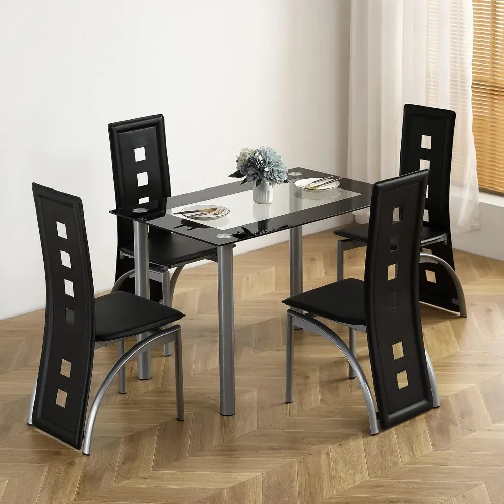 Karl Home 5-Piece Dining Table Set with 1 Glass Dining Table