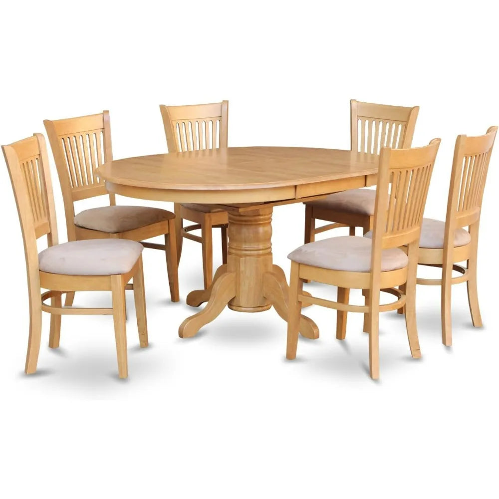 7-piece room furniture set, including an oval kitchen table with butterfly leaves and 6 oak dining chairs