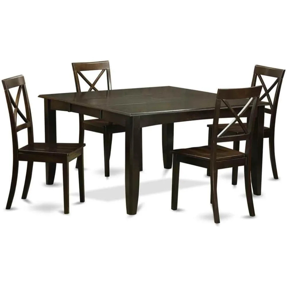 Modern Dining Table Set Includes a Square Wooden Table with Butterfly