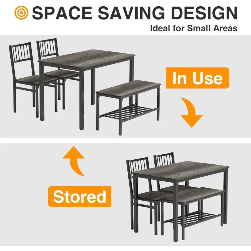 Dining Table Set for 4/Computer Desk, Kitchen Table with 2 Chairs