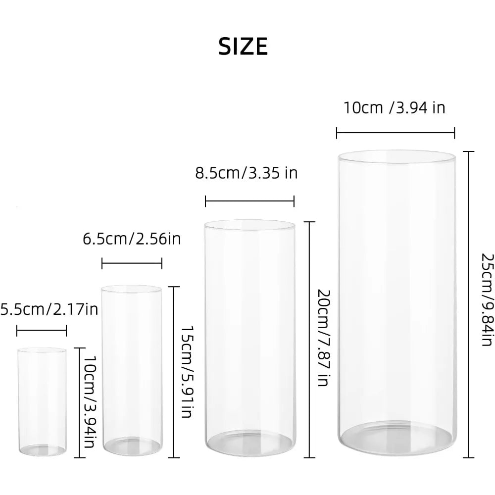 Clear Glass Cylinder Vases for Centerpieces - Different Sizes Floating Candle Vases Holder Home Decorations Vase Decor