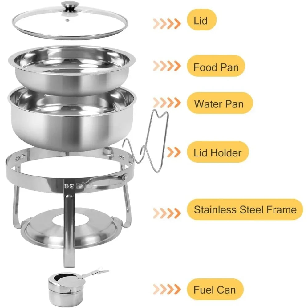 Dinner Plate 6 Packs Round Chafing Dish Buffet Set Tableware