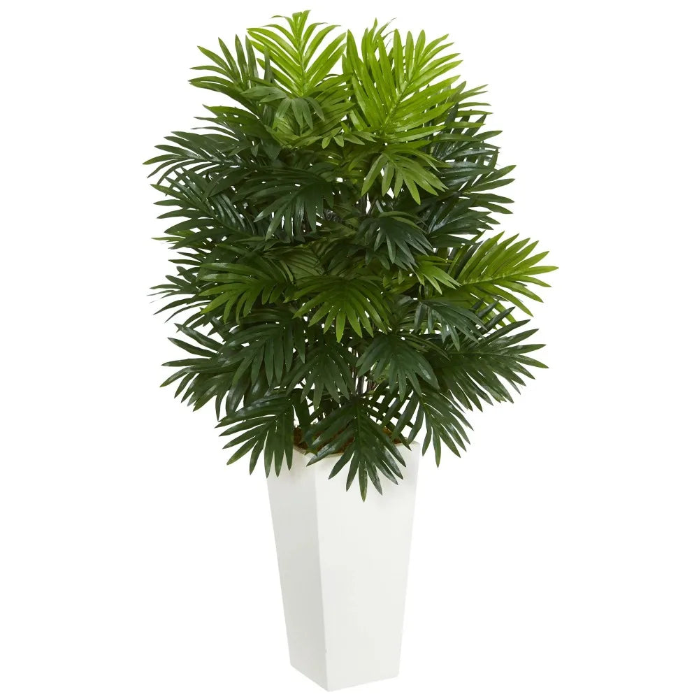 Areca Palm Artificial Plant in White Tower Planter Room Decor