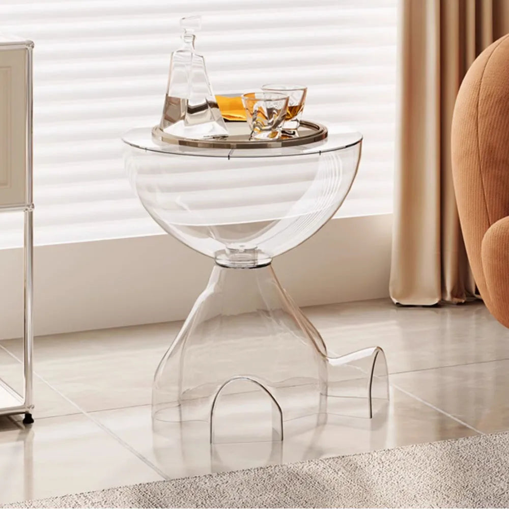 Transparent Advanced Small flat head coffee table cream style, home living room sofa side