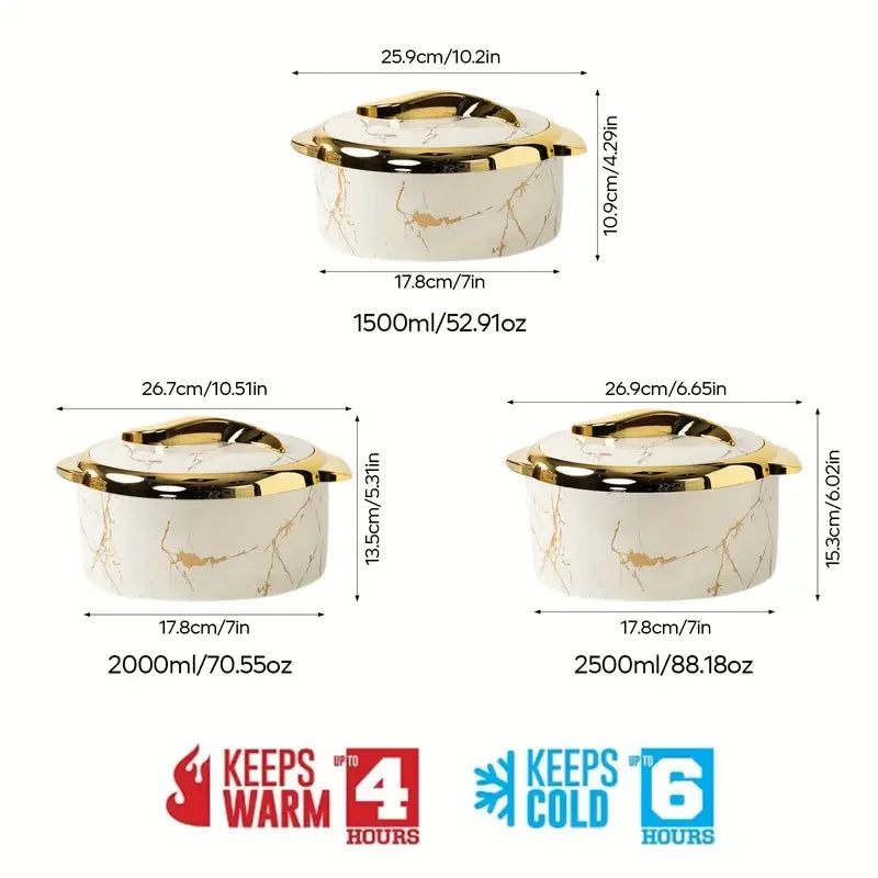 Golden Touch Food Warmer, Thermal Casserole Dish Set With Lids,