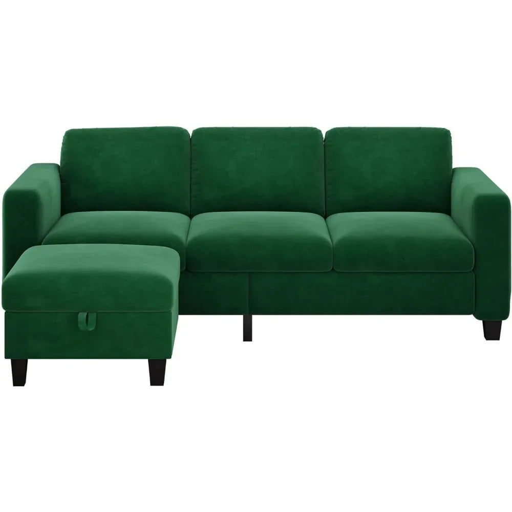 Sleeper Sectional Sofa Set ,with Storage Ottoman 4-Seat Sectional Sofa Set for Living Room, Velvet U Shaped Couch
