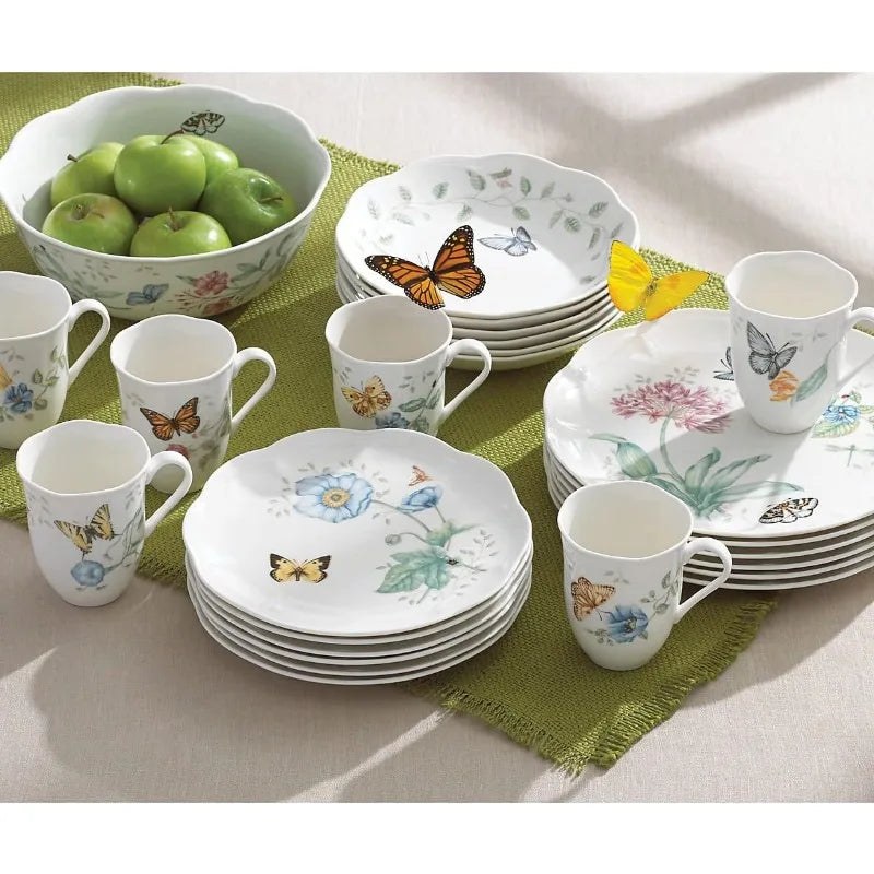 Butterfly Meadow 18-Piece Dinnerware Set, White