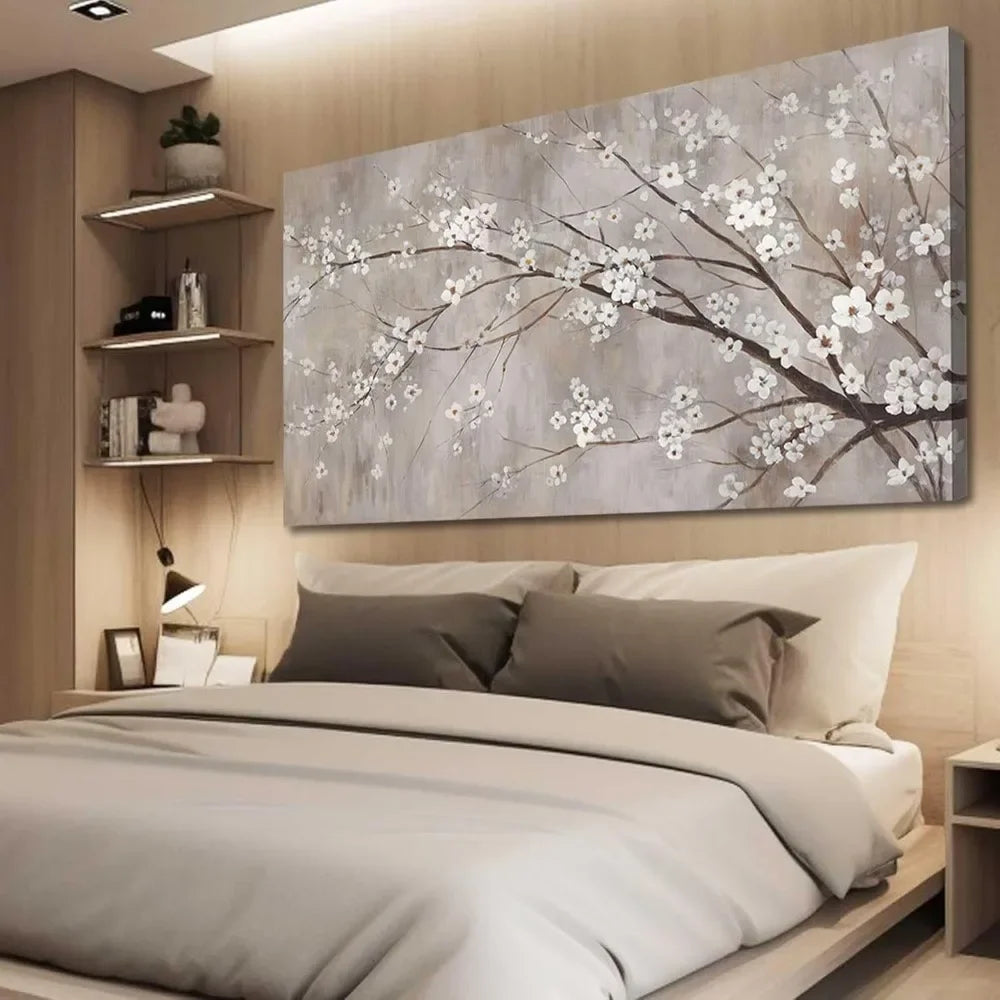 Botanical Wall Decor Paintings Canvas Wall Art for Living Room White Flower Pictures Artwork Decorations for Bedroom