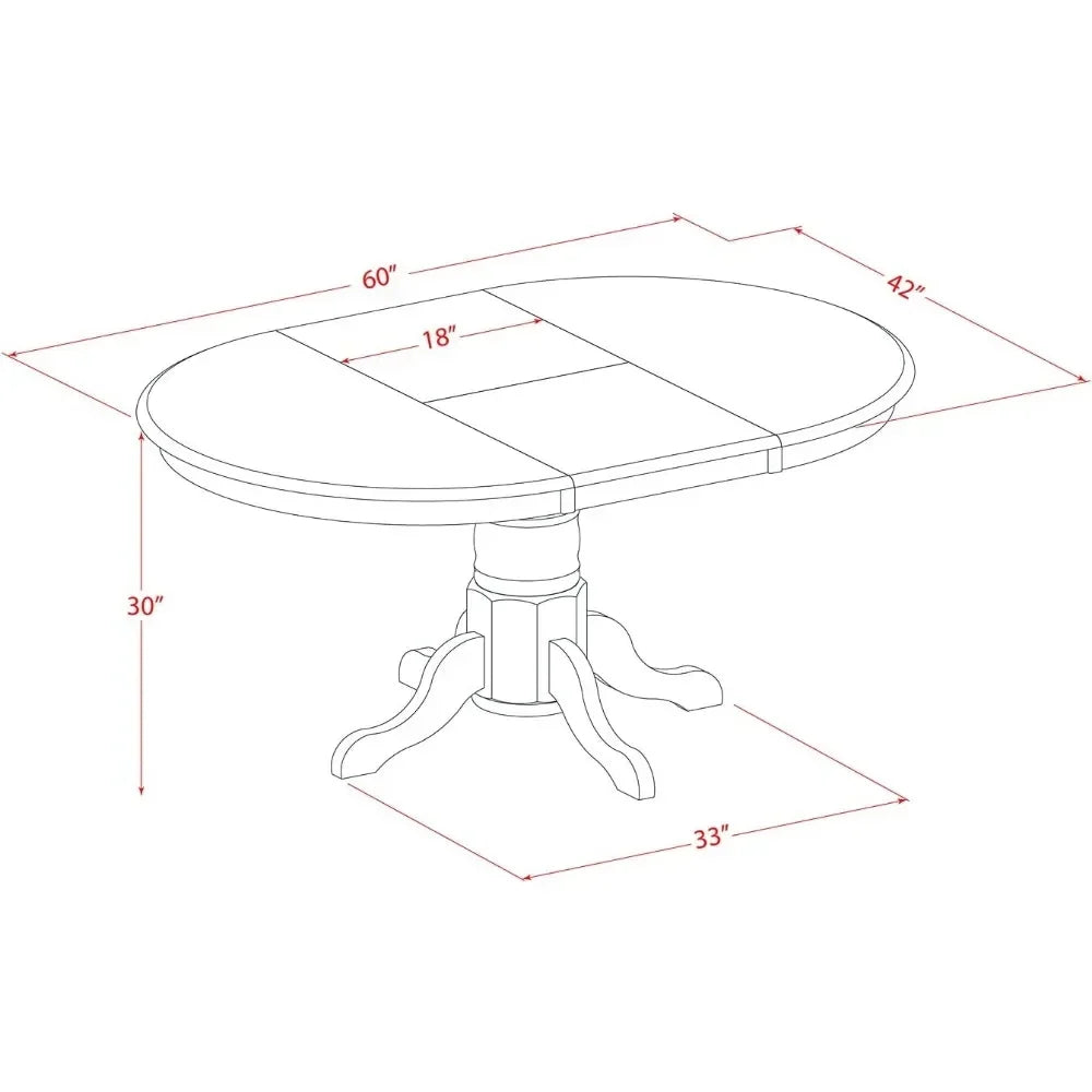 7 Piece Kitchen Table & Chairs Set Consist of an Oval Dining Table with Butterfly