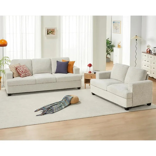 Sofa, 2 Piece Set Comfy Couch with Extra Deep Seats, Modern Sofa- Couch for Living Room Apartment