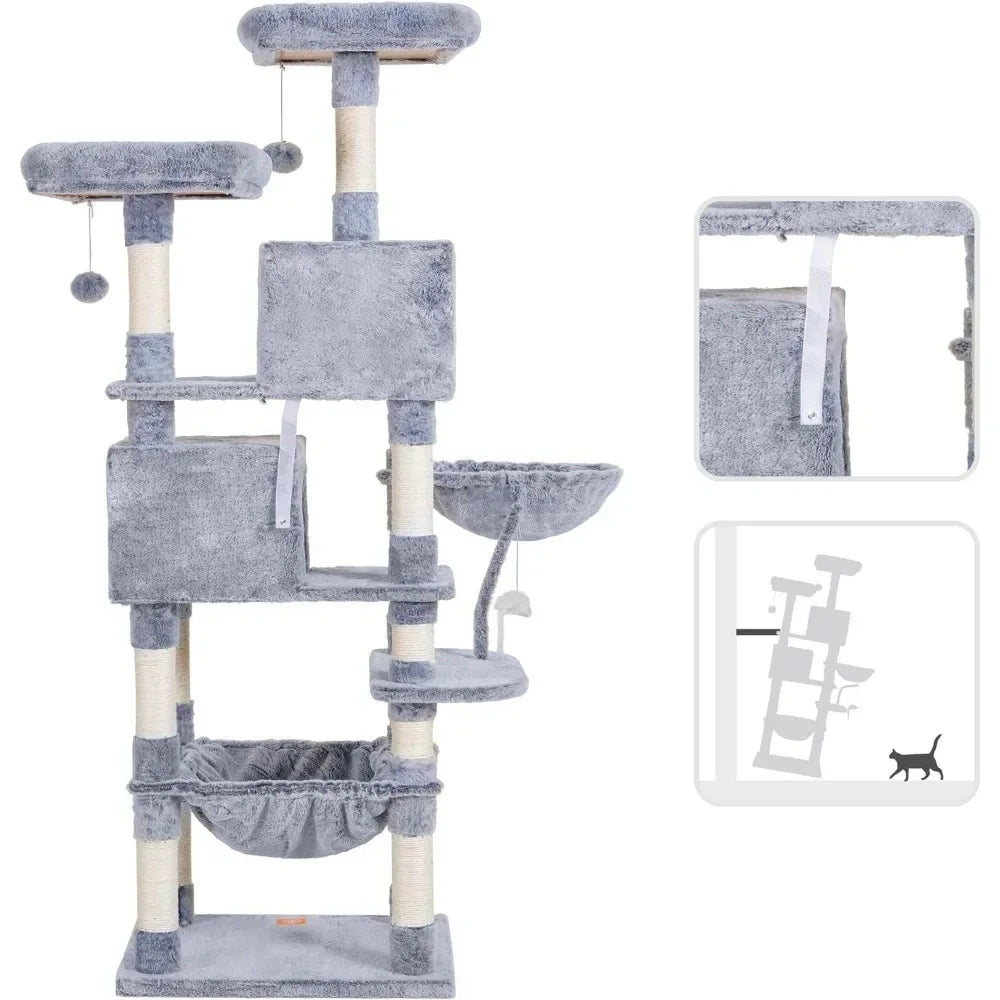 Cat Tree Indoor Feline Toys Comfort Hammock & Sisal Scratching Pet Products Home Garden