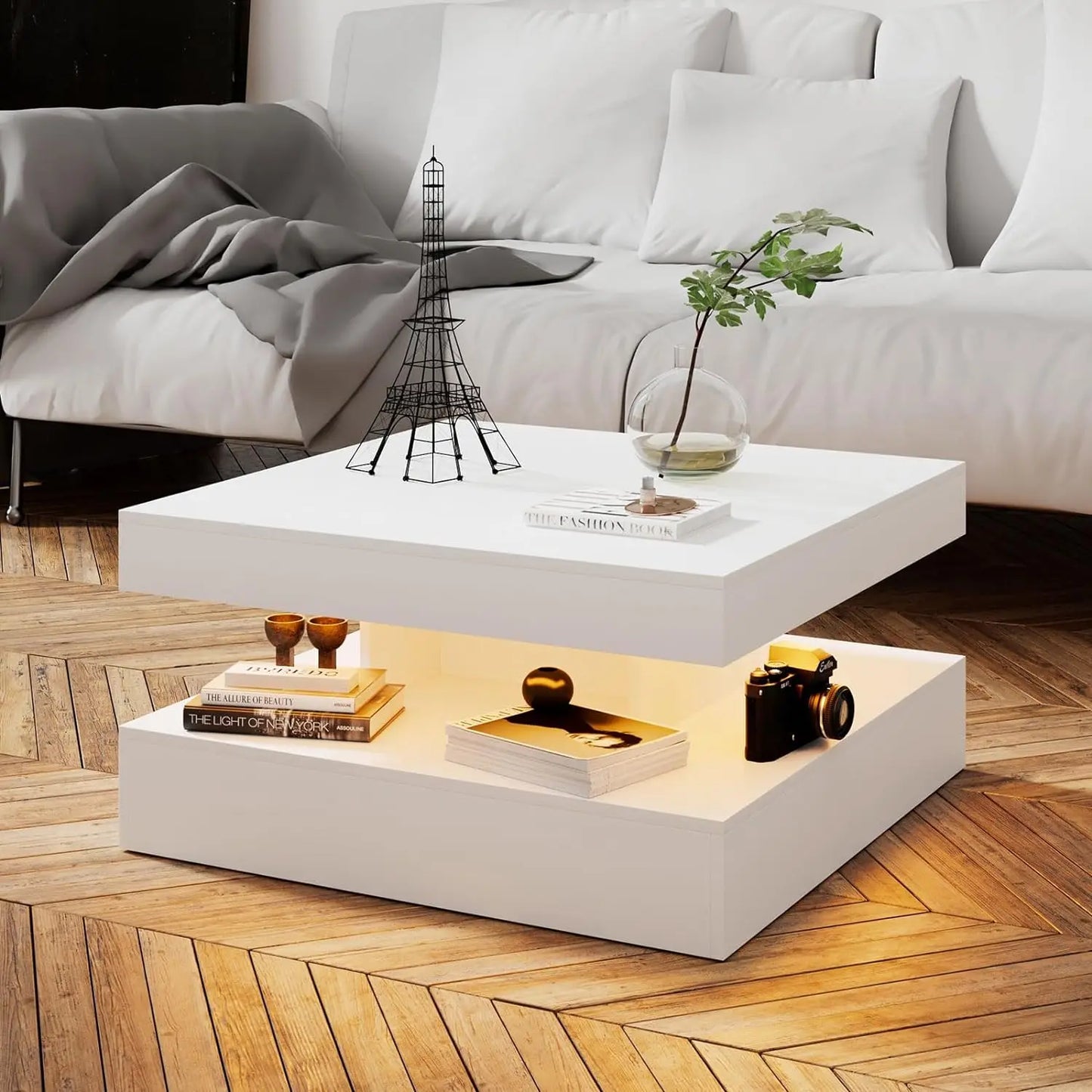 Black LED Coffee Table for Living Room Restaurant Tables Cocktail Tea Table for Home Office