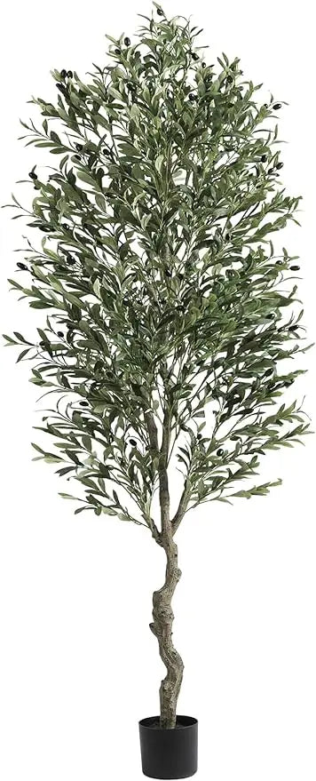 Olive Tree Artificial Indoor 6/7ft Tall Fake Potted Silk Tree with Planter Largee