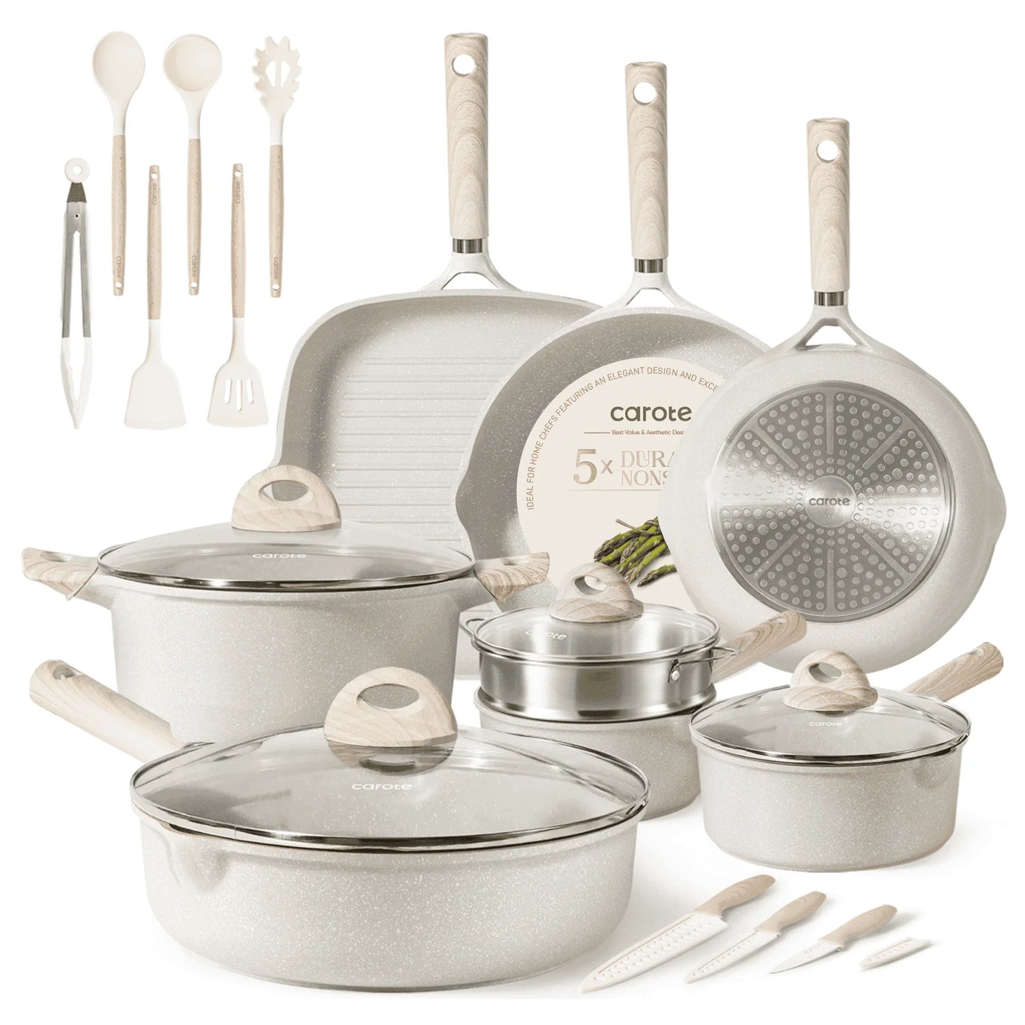 Carote Non Stick Pots and Pans Set,  Induction Kitchen Cookware Sets
