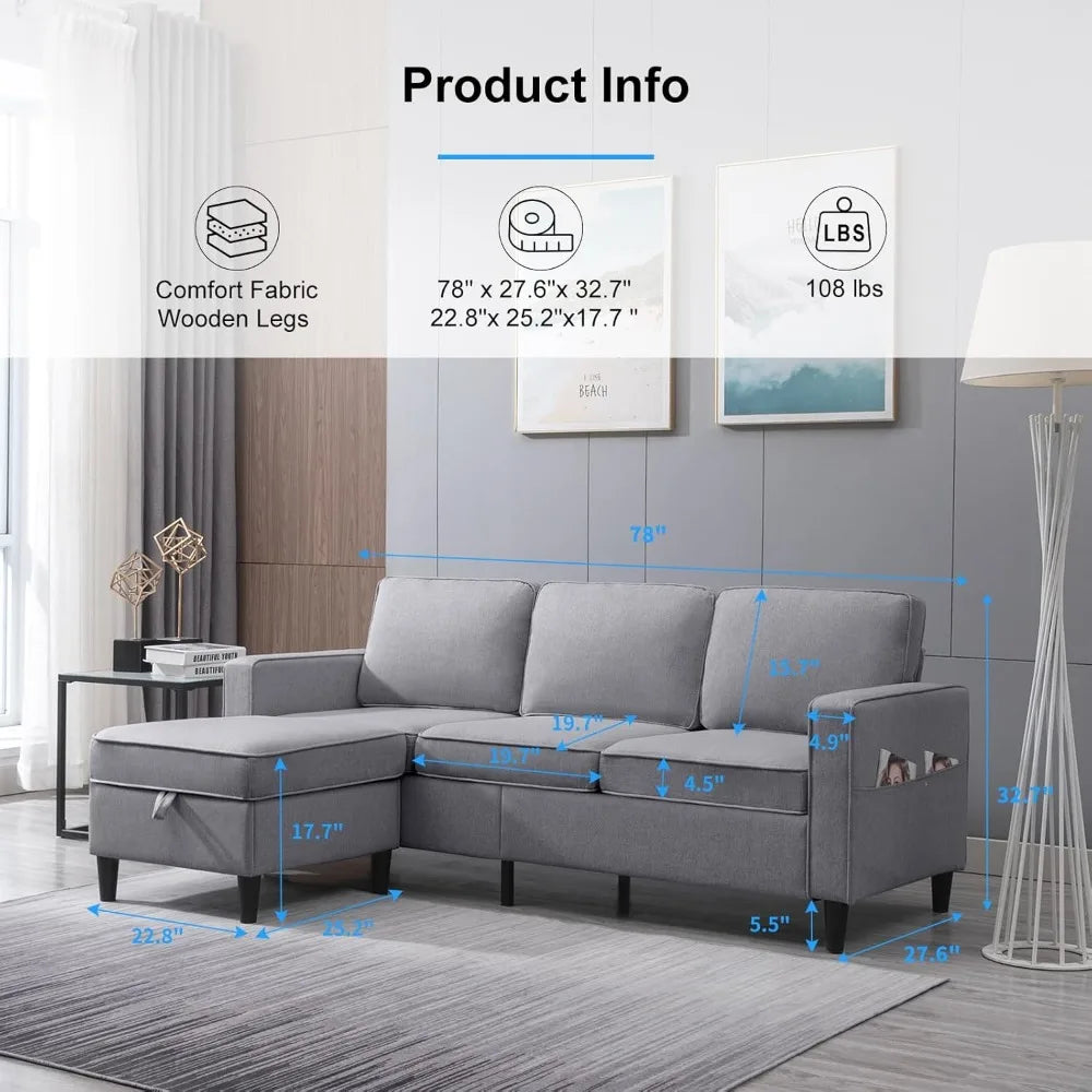 Shaped Sofa Sets 4 Pieces Living Room, Living Room Sofa and Loveseat Set,3-Seater L Shape