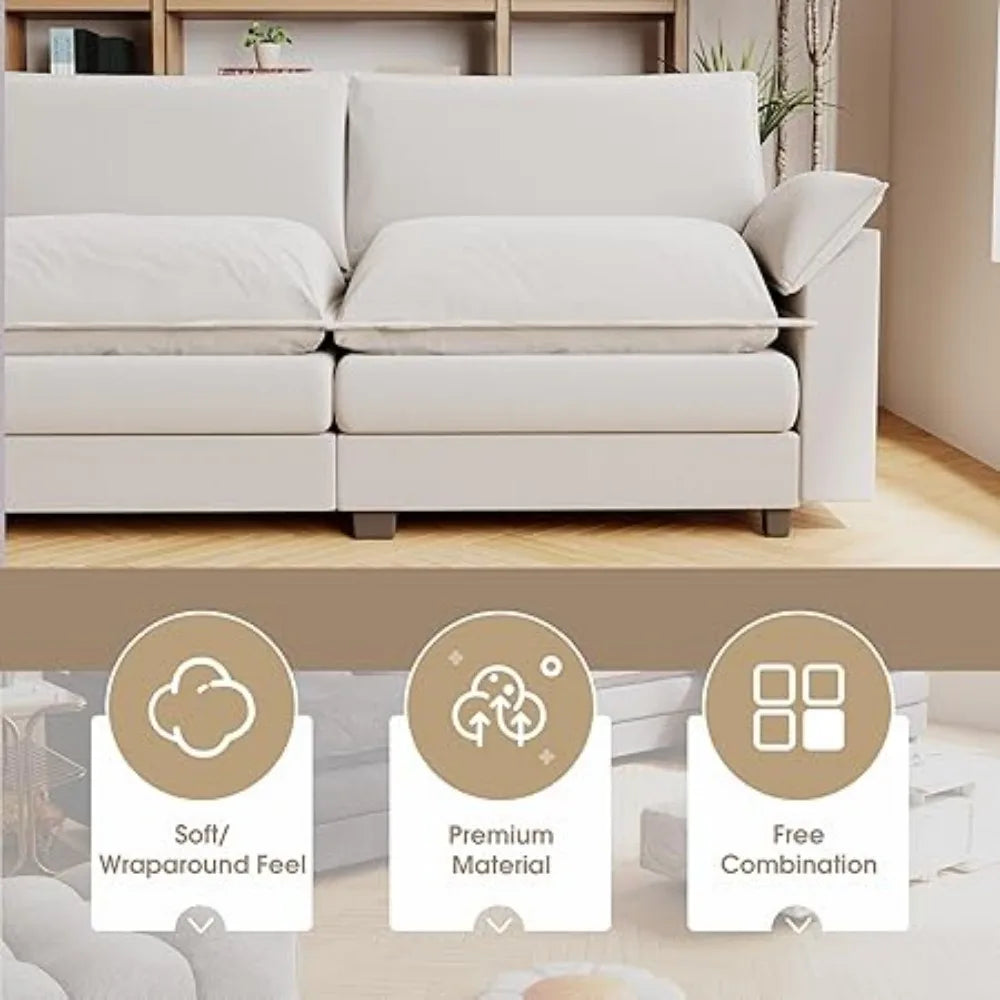 Modular Oversized Sectional Sofa Couch, Modern Wide Arm L-Shaped Couch, Sleeper Sofa