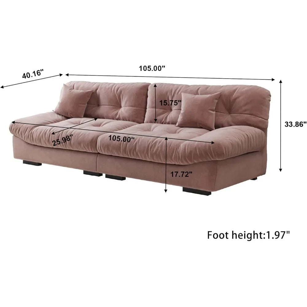 Sofa Couch for Living Room, Modern Love Sofa with 2 Pillows 3 Seater