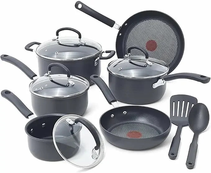 T-fal Ultimate Hard Anodized Nonstick Cookware Set 17 Piece Oven Safe 400F, Lid Safe