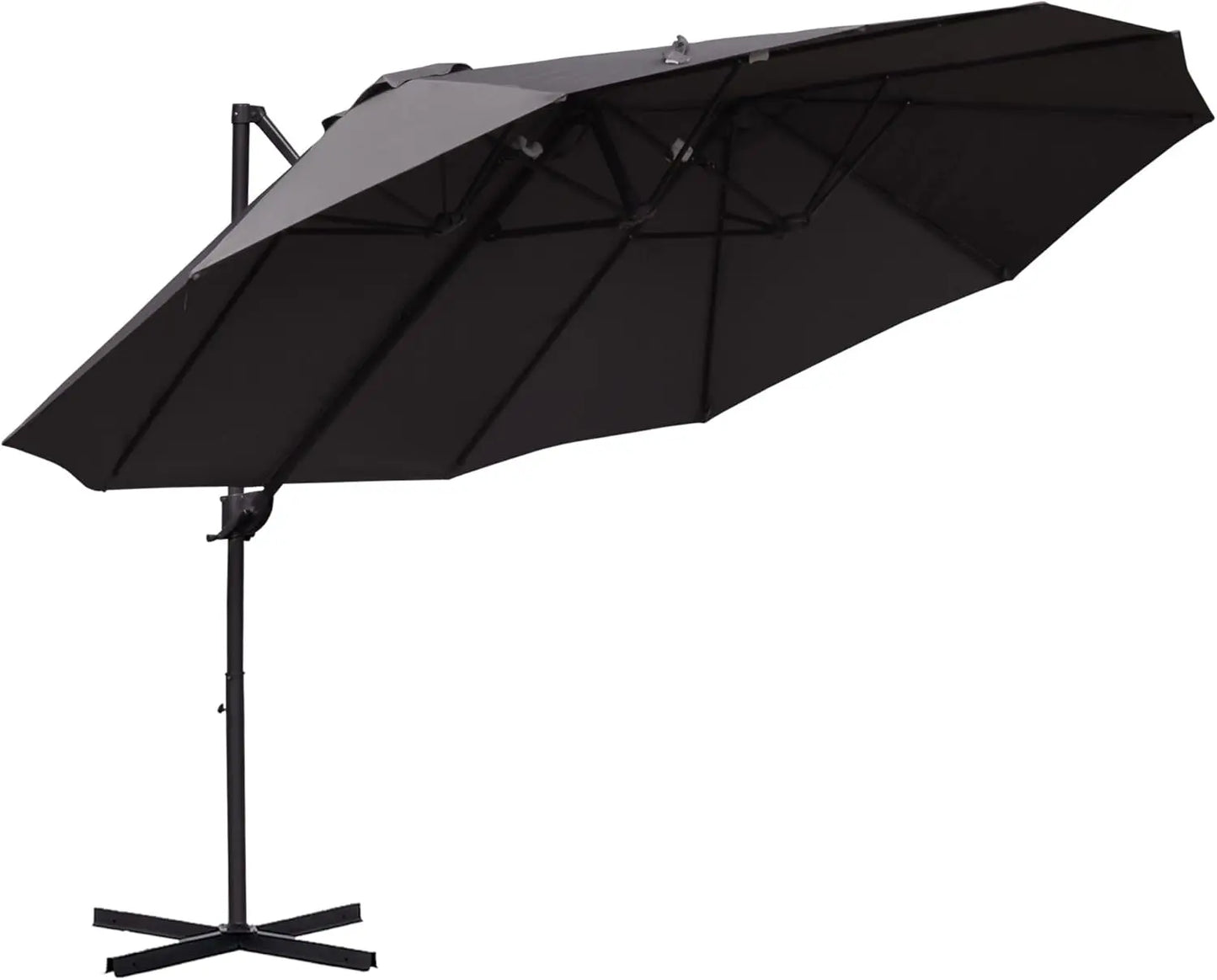 Outdoor Market Extra Large Umbrella with Crank, Cross Base for Deck, Lawn, Backyard