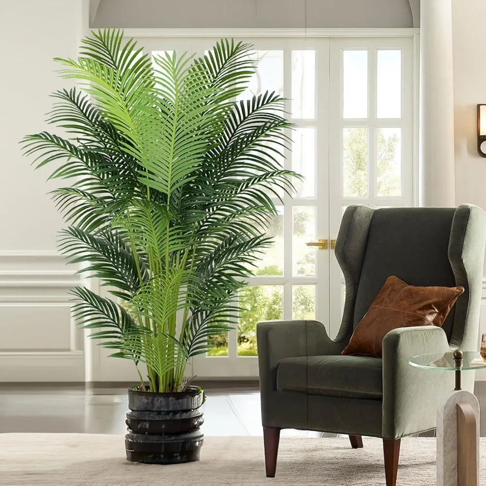 Plant Artificial Large Trees with 24 Removable Palm Leaves Tall Faux Palm Plant for Indoors