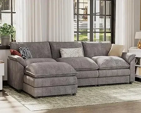 Modular Oversized Sectional Sofa Couch, Modern Wide Arm L-Shaped Couch, Sleeper Sofa